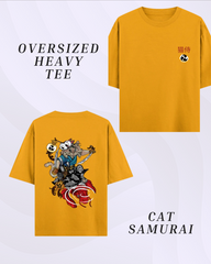 Cat Samurai Oversized Heavy T-Shirt