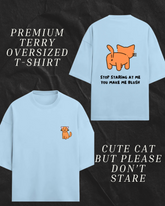 Staring Cat Blush Womens Terry Oversized Tee - in 5 colors